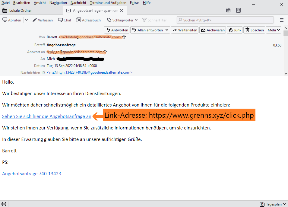 Scam/Phishing-Mails: Angebotsanfragen, die euch zu böswilligen Fake-Webseiten und -Shops weiterleiten (Teil 1 + 2)