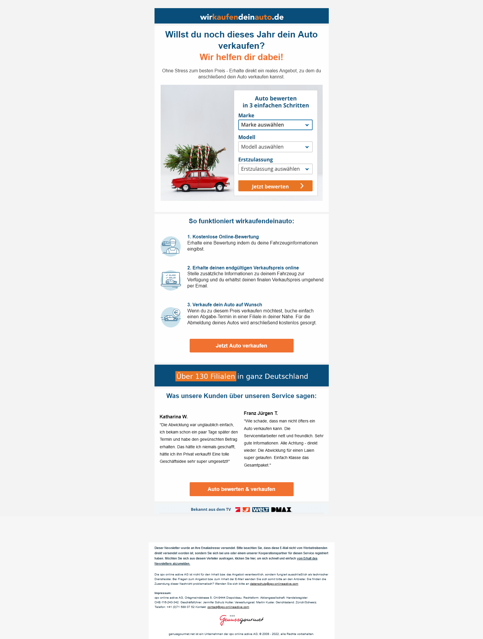 Vorsicht Spam-Maschine: Die cpx online active AG mit Sitz in der Schweiz