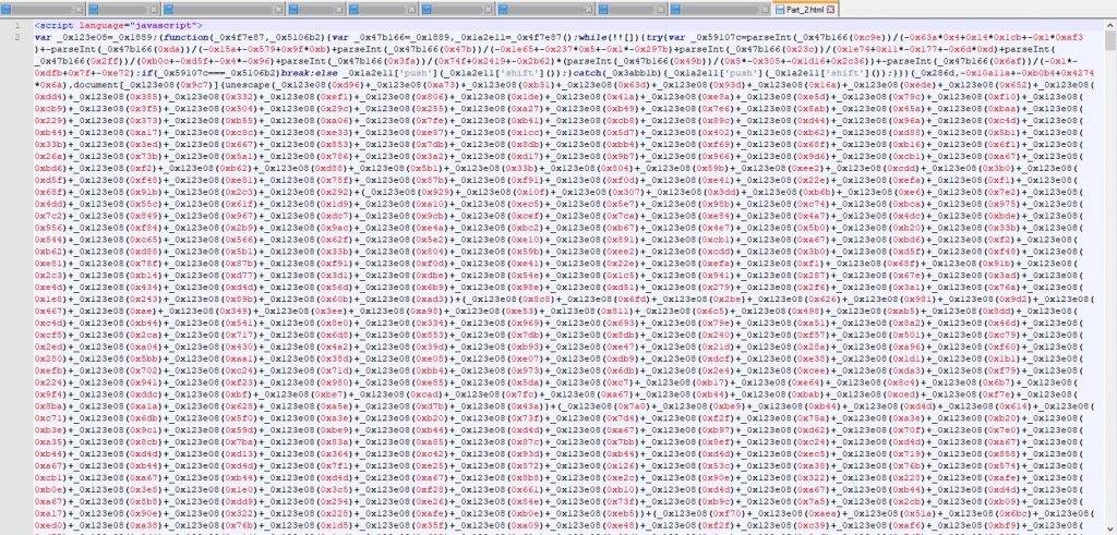 Part_2.html, Verschleierung, Javascript Obfuscation des Quelltextes