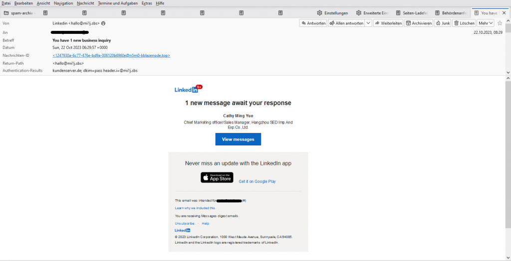 Vorsicht, Phishing: Gefälsche Linkedin-Benachrichtigungen