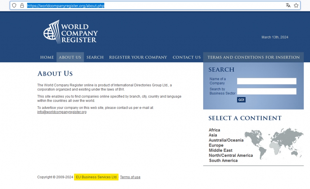 Achtung, Abofalle und Trickformular: "World Company Register 2024/2025"