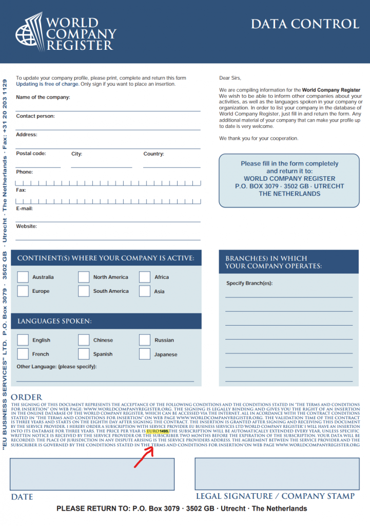 Achtung, Abofalle und Trickformular: "World Company Register 2024/2025"