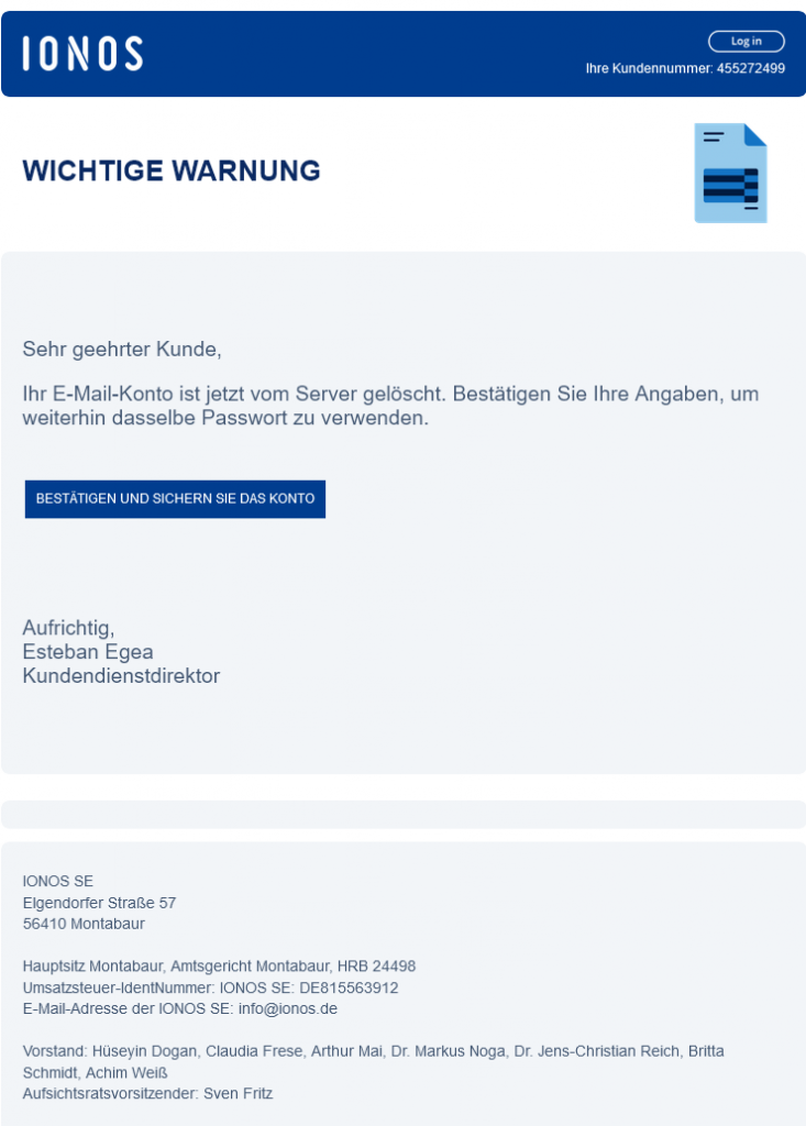 Vorsicht, IONOS-Phishing-Welle! Die Betrüger haben es mit ihren gefälschten Mails auf IONOS-Kunden abgesehen