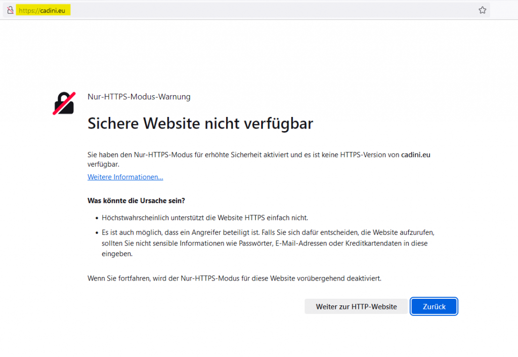 Abb. 2: Die für den Phishingversand mißbrauchte Domain ist nicht https-gesichert.