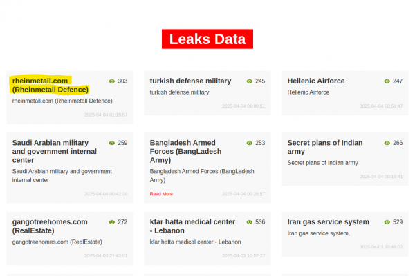Die Babuk Ransomware Gruppe (babuk-bjorka) hat heute auf ihrer Website im Darknet bekanntgegeben, dass sie Rheinmetall Defence (rheinmetall.com) gehackt hat.