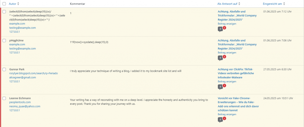 Die wahren Absichten hinter scheinbar harmlosem Kommentar-Spam