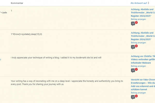 Die wahren Absichten hinter scheinbar harmlosem Kommentar-Spam