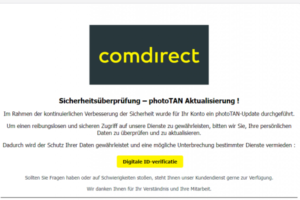 Comdirect Phishing Mail