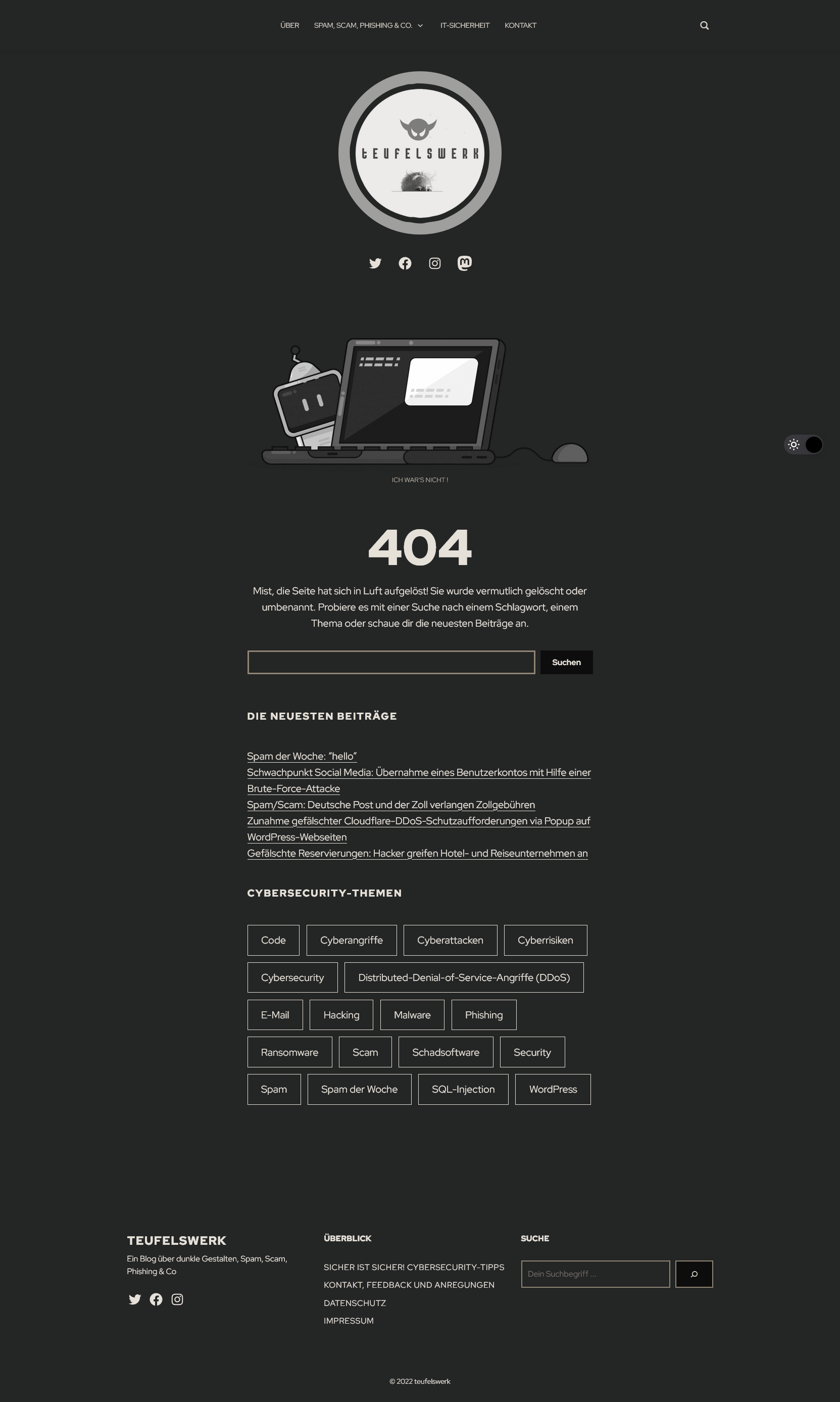 Beispiel 404 Fehlerseite