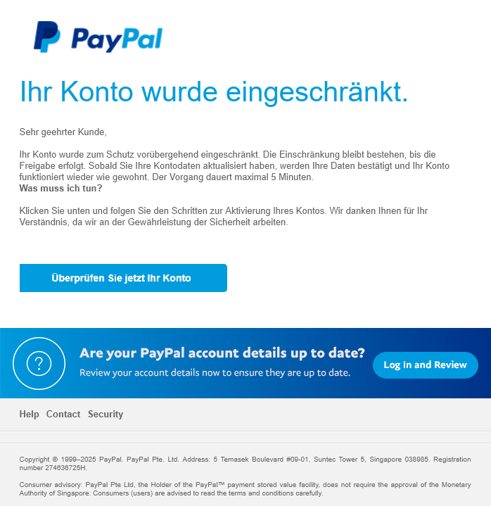 Phishing-Warnung: „Aktion erforderlich!“ – Betrüger geben sich als PayPal aus