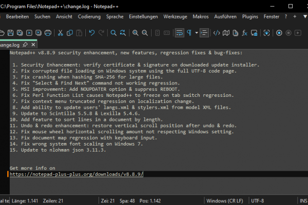 Notepad++ v8.8.9 Release: Sicherheitslücke behoben und wichtige Änderungen