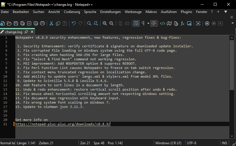 Notepad++ v8.8.9 Release: Sicherheitslücke behoben und wichtige Änderungen