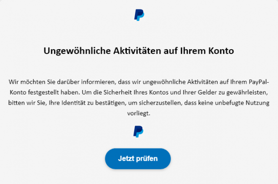 Foto/Image: Phishing-Warnung: Gefälschte PayPal-E-Mails mit dem Betreff „Ungewöhnliche Aktivitäten auf Ihrem Konto“