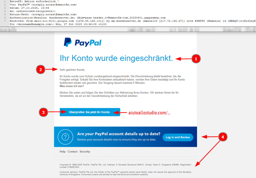 Image: PayPal Phishing Warnung